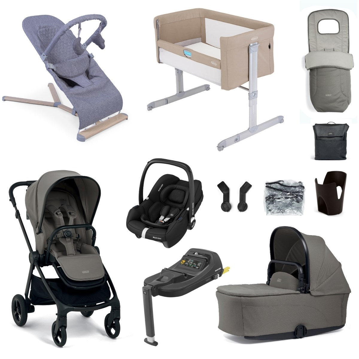 Mamas & Papas Vardo Essential Travel & Nursery Bundle, Storm