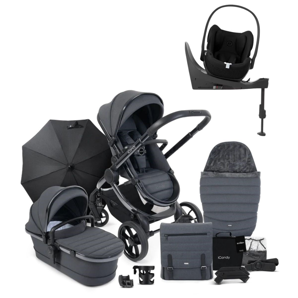 iCandy Peach 7 Luxury Travel System, Cybex Cloud T Dark Grey