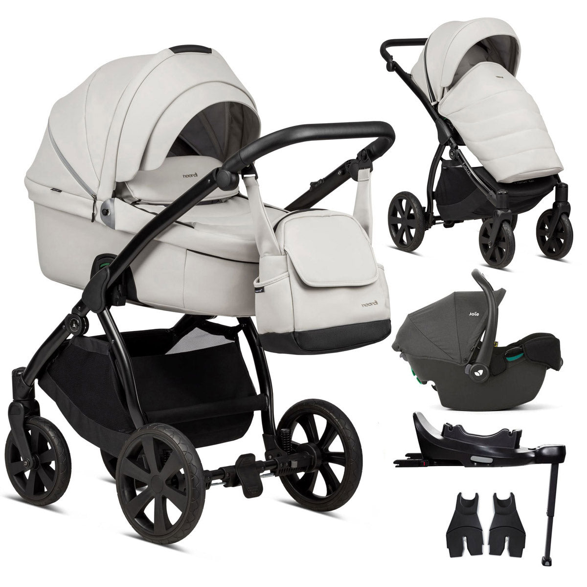 Noordi Fjordi V1 Leather 3in1 with Joie i-Snug 2 Car Seat, Cloud