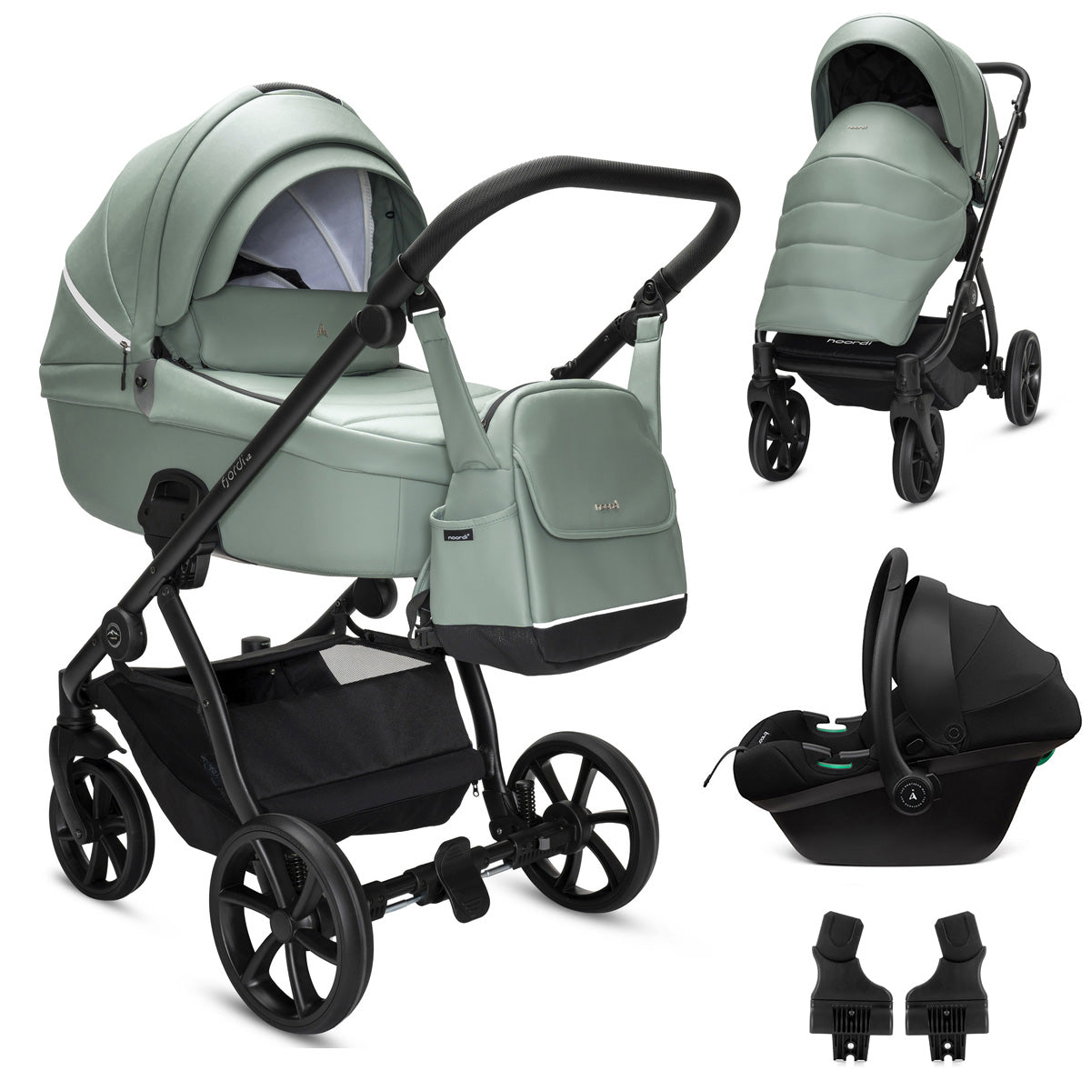 Noordi Fjordi V2 Leather - 3in1 Travel System with Travel Carrier i-Size Car Seat