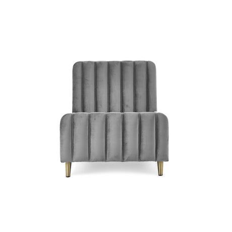 Obaby Gatsby Velvet Single Bed with Gold Legs – Luxury Low-Profile Bed for Kids, Grey