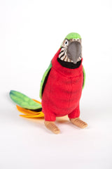 Hansa Green Parrot with Red Breast Standing Plush Toy, 30 cm
