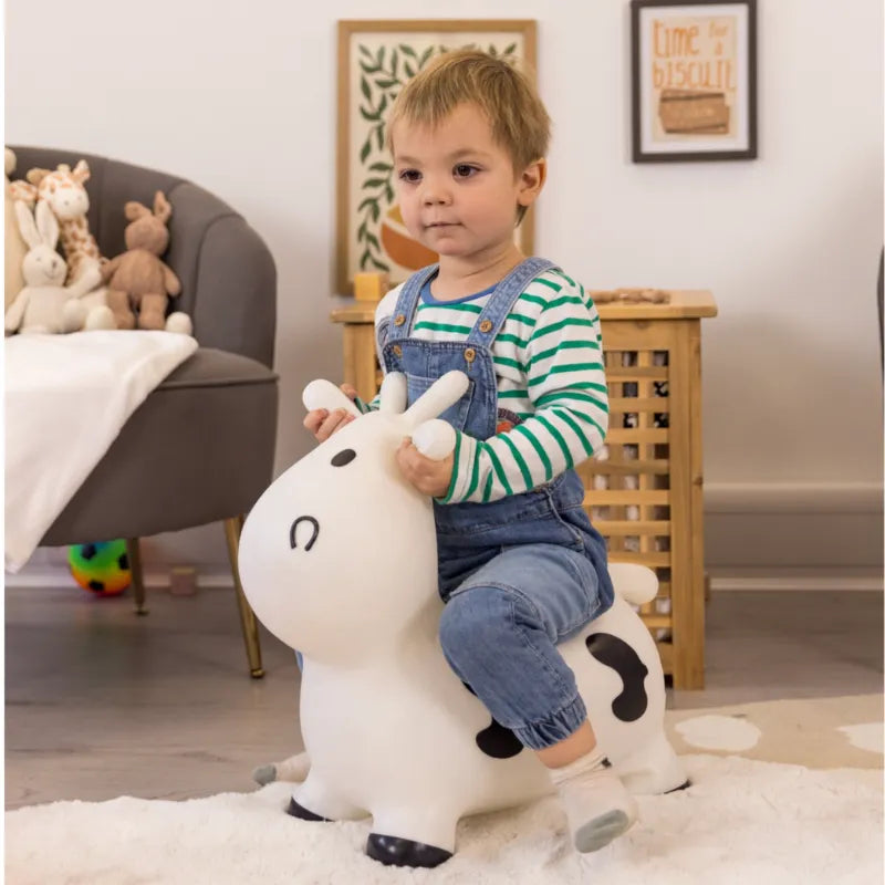 Happy Hopperz White Cow Hopper Inflatable Bouncy Ride-On Toy
