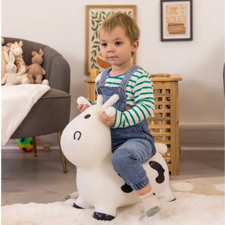 Happy Hopperz White Cow Hopper Inflatable Bouncy Ride-On Toy