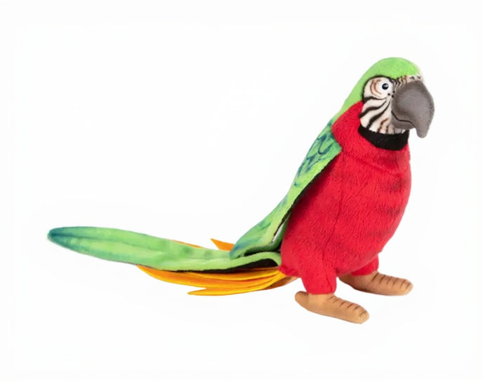 Hansa Green Parrot with Red Breast Standing Plush Toy, 30 cm