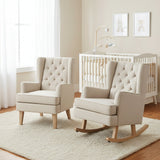 Johnston's Soothe Easy Deluxe Nursery Chair & Rocker – 2-in-1 Nursing & Feeding Chair, Natural Beige