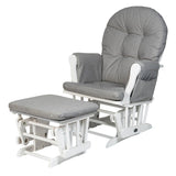 Babylo Brompton Glider and Footstool Grey suedette White wood