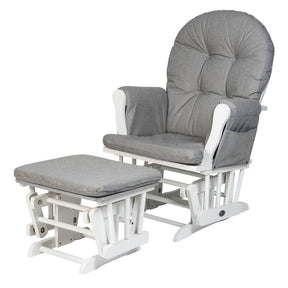 Babylo Brompton Glider and Footstool Grey suedette White wood