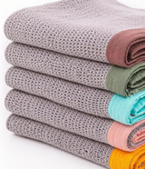 Giggle Baby - Organic Cotton Pram Blanket - Grey / Green Trim 90x70cm.