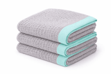 Giggle Baby - Organic Cotton Pram Blanket - Grey / Turquoise Trim 90x70cm.