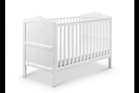 Babylo Exclusive Clara Deluxe 32mm Solid Wooden Ends- Cot Bed White