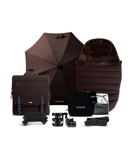 iCandy Peach 7 Complete Luxury Single to Double Pushchair & Travel System Bundle, Pecan