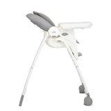 White and gray high chair with JOIE branding on a white background