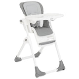 Gray and white high chair on a white background
