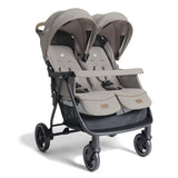 Double stroller with two seats on a white background