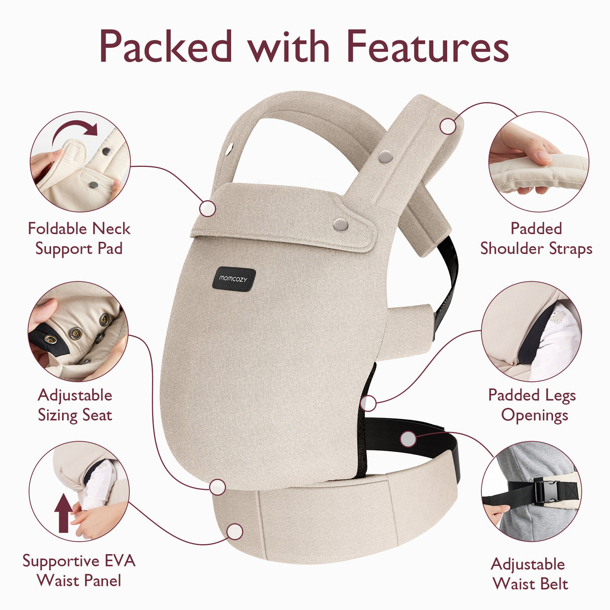 Momcozy Baby Carrier Cotton Khaki