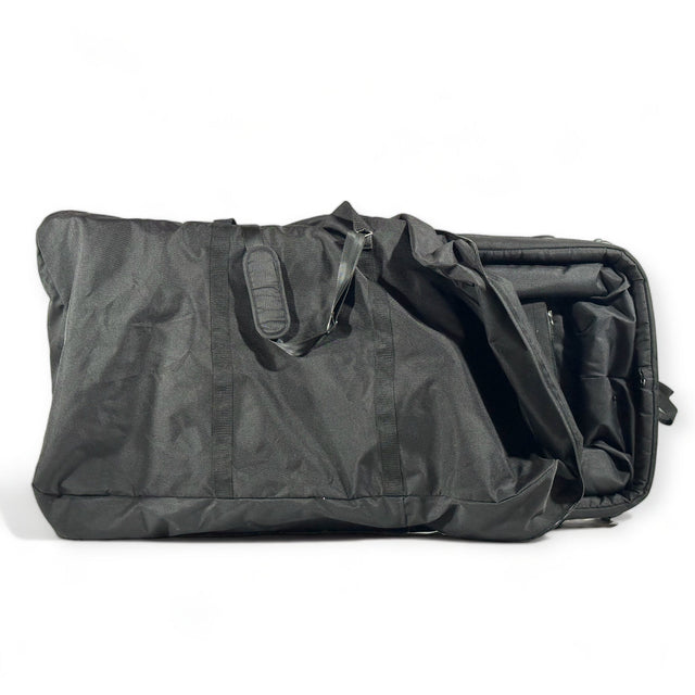 Black travel bag on a white background