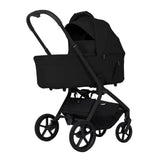 Black baby stroller on a white background