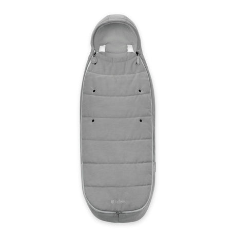 Gray baby sleeping bag with brand logo on a white background
