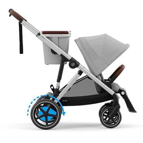 Cybex e-Gazelle S Electric Single to Double Pushchair - Silver Stone Grey/mid grey