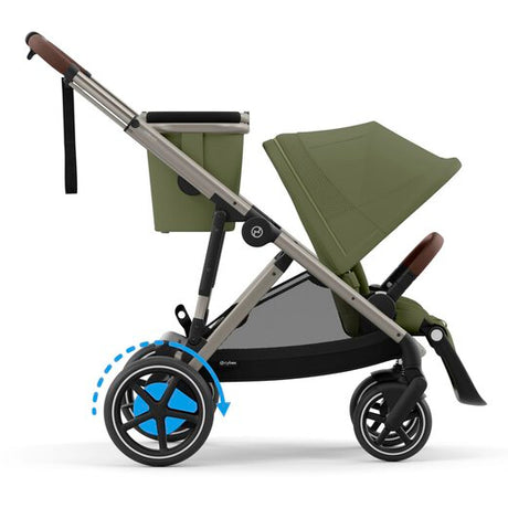 Cybex e-Gazelle S Electric Single to Double Pushchair - Taupe Moss Green/khaki