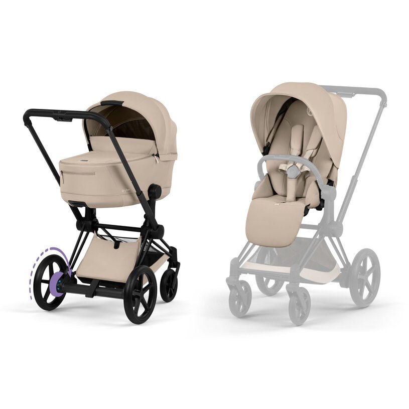 Cybex ePriam Comfort Matt Black incl. Foldable Carry Cot Cozy Beige/beige