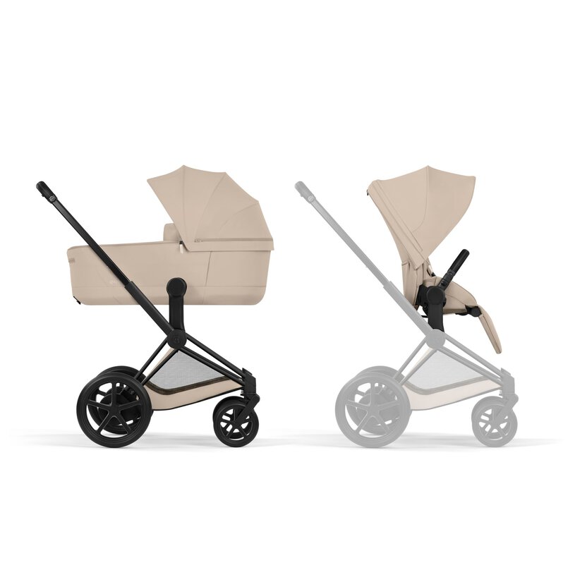 Cybex ePriam Comfort Matt Black incl. Foldable Carry Cot Cozy Beige/beige