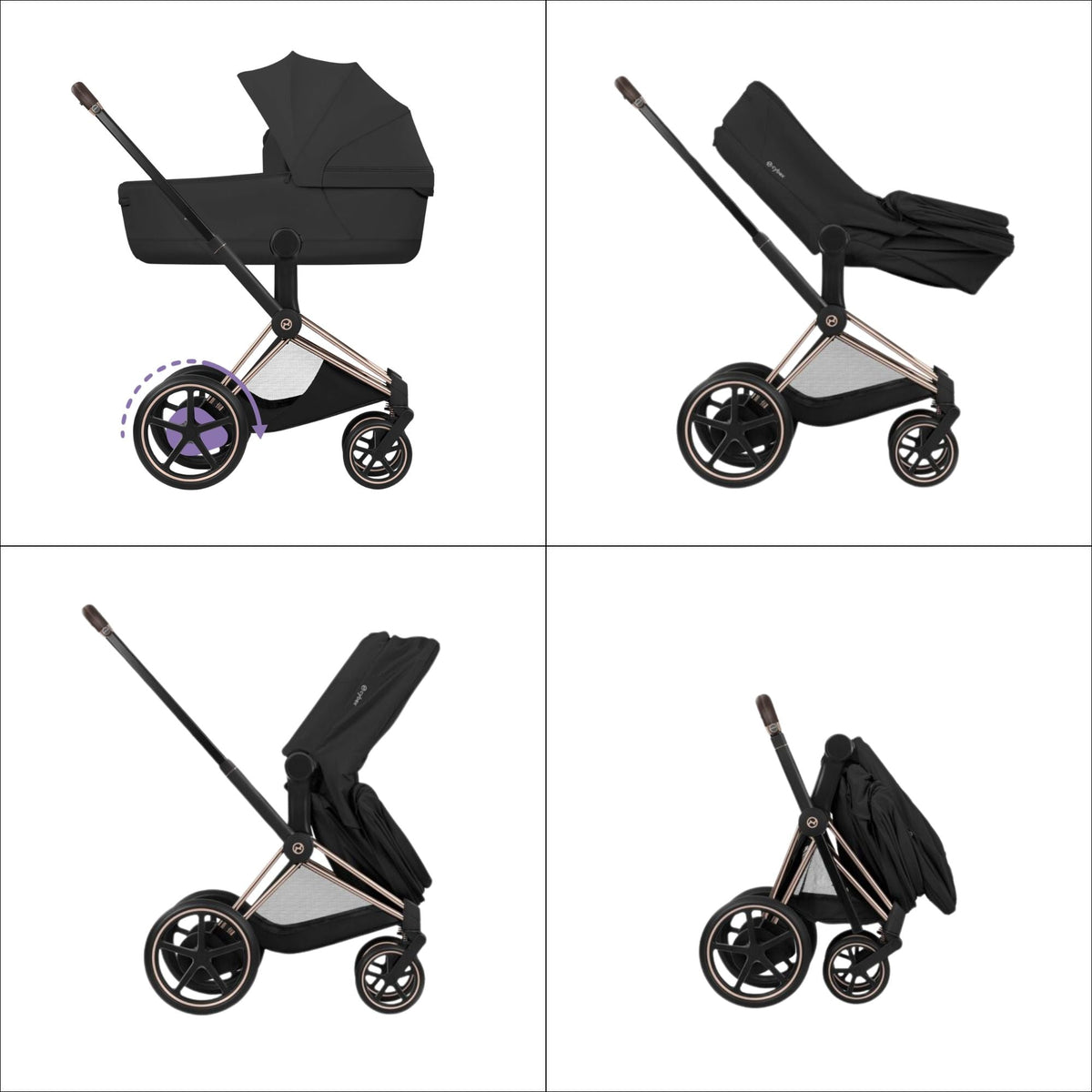 Cybex ePriam Comfort Matt Black incl. Foldable Carry Cot Sepia Black/black