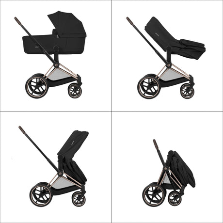 Cybex Priam Comfort Matt Black incl. Foldable Carry Cot Cozy Beige/beige