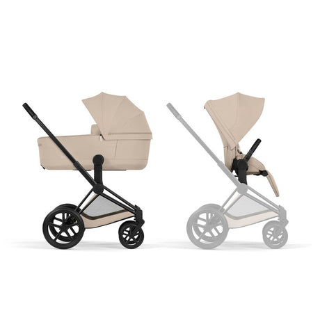 Cybex Priam Comfort Matt Black incl. Foldable Carry Cot Cozy Beige/beige