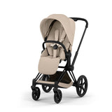 Cybex Priam Comfort Matt Black incl. Foldable Carry Cot Cozy Beige/beige