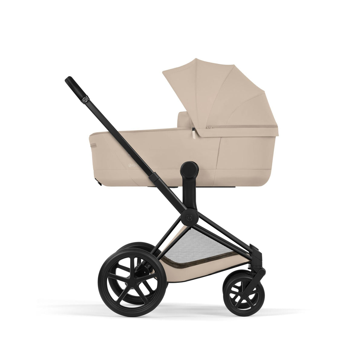 Cybex Priam Comfort Matt Black incl. Foldable Carry Cot Cozy Beige/beige