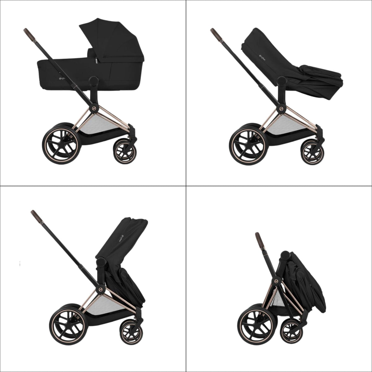 Cybex Priam Comfort Rosegold incl. Foldable Carry Cot Sepia Black/black