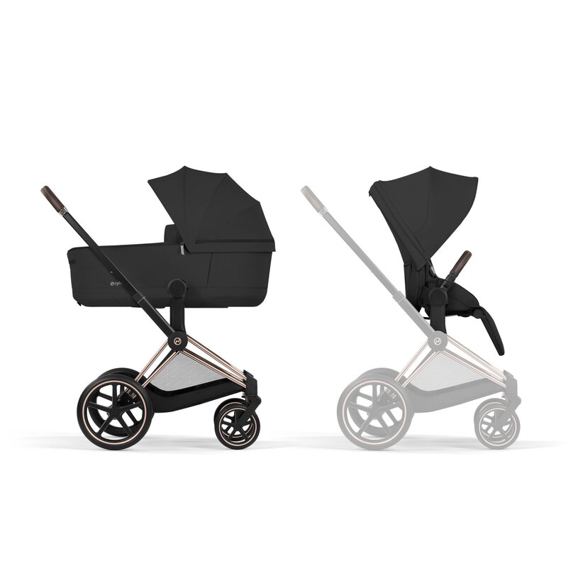 Cybex Priam Comfort Rosegold incl. Foldable Carry Cot Sepia Black/black