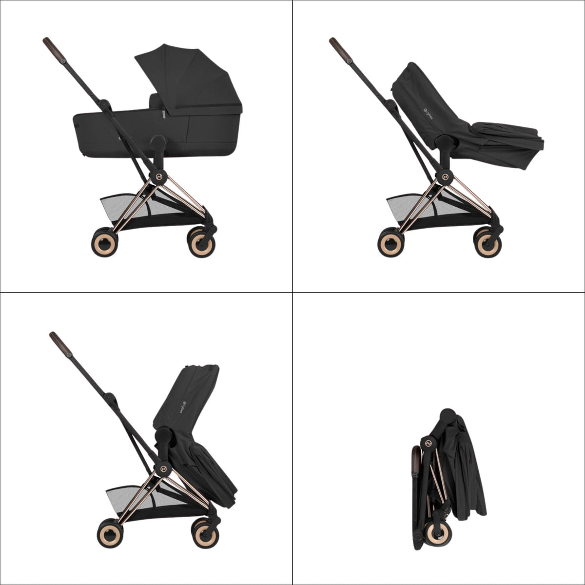 Cybex Coya Comfort Matt Black incl. Foldable Carry Cot Cozy Beige/beige