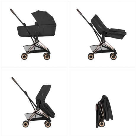 Cybex Coya Comfort Matt Black incl. Foldable Carry Cot Cozy Beige/beige