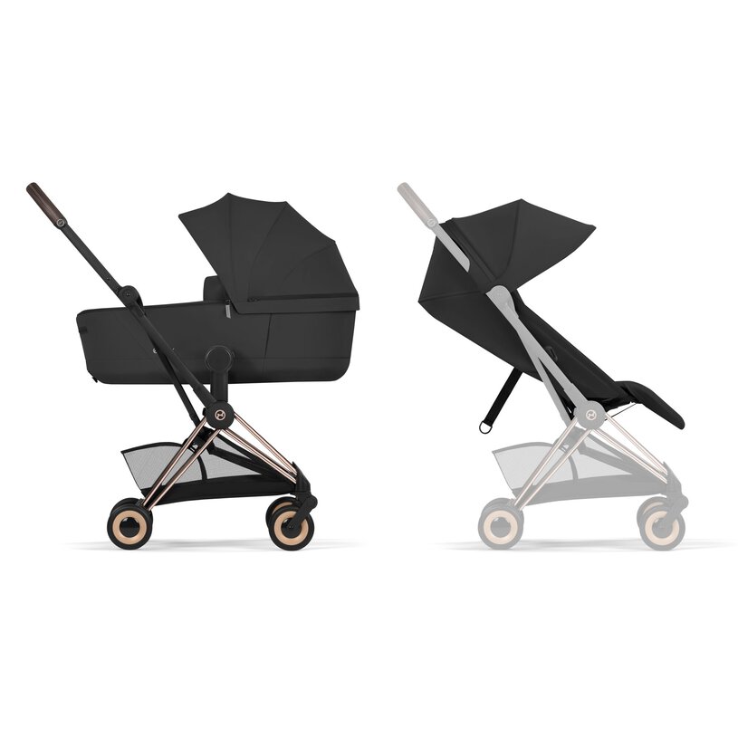 Cybex Coya Comfort Rosegold incl. Foldable Carry Cot Sepia Black/ black