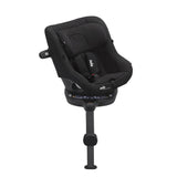 Black car seat with a stand on a white background