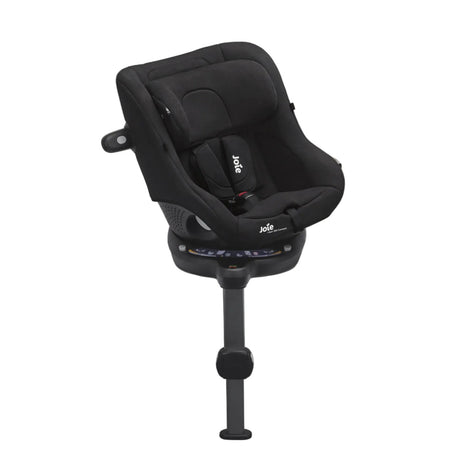 Black car seat with a stand on a white background