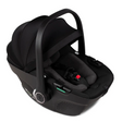 Black baby car seat on a white background