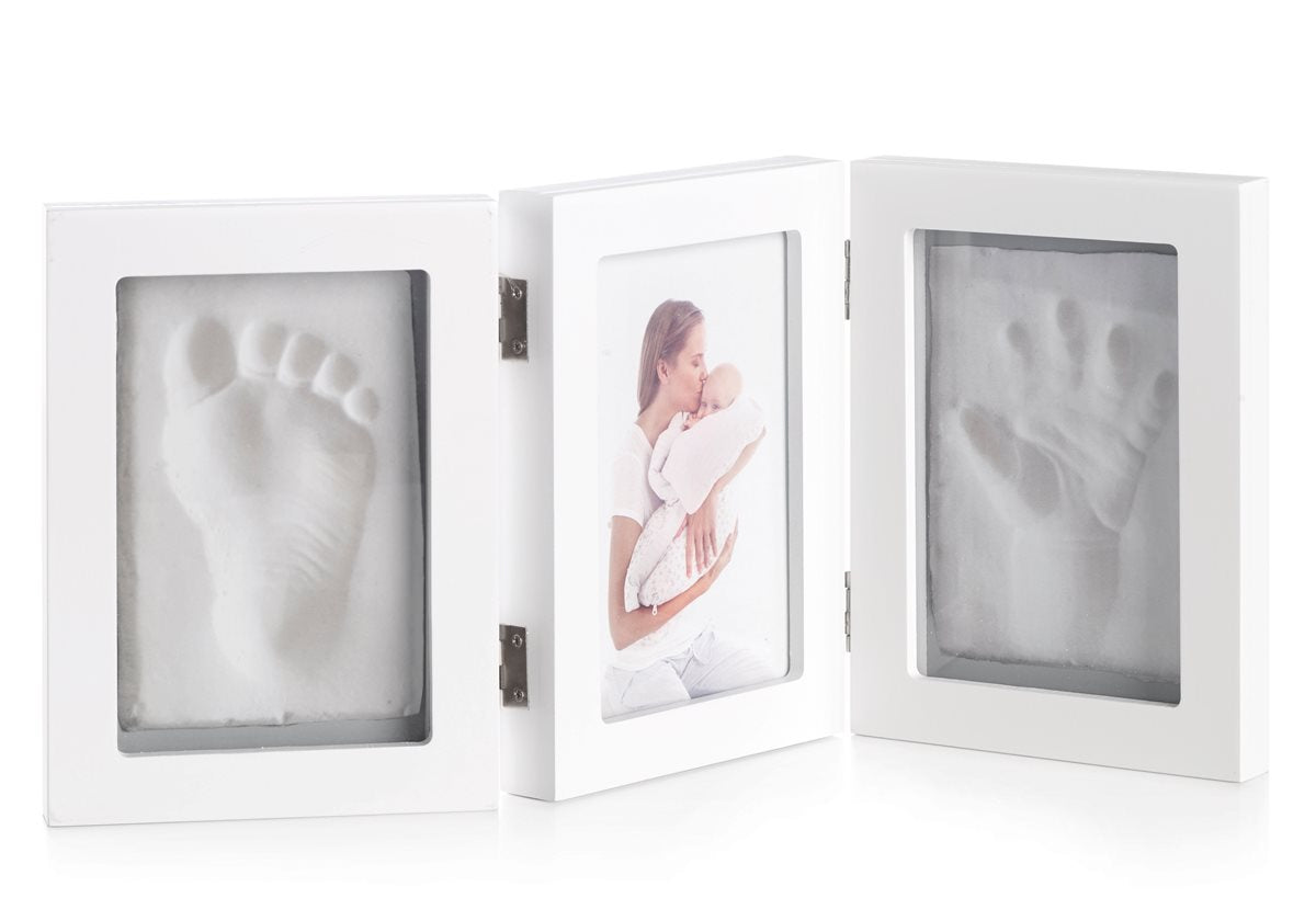Photo Frame 3 segments - Baby’s Photo, hand and foot Clay Print.