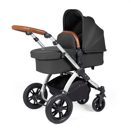 Ickle Bubba Stomp Luxe All-in-One Premium i-Size Travel System with ISOFIX Base, Charcoal Grey/Silver/Tan
