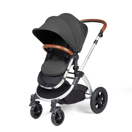 Ickle Bubba Stomp Luxe All-in-One Premium i-Size Travel System with ISOFIX Base, Charcoal Grey/Silver/Tan