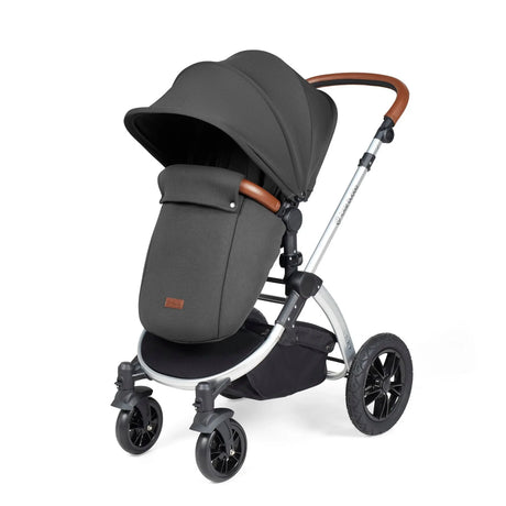 Ickle Bubba Stomp Luxe All-in-One Premium i-Size Travel System with ISOFIX Base, Charcoal Grey/Silver/Tan