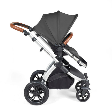 Ickle Bubba Stomp Luxe All-in-One Premium i-Size Travel System with ISOFIX Base, Charcoal Grey/Silver/Tan