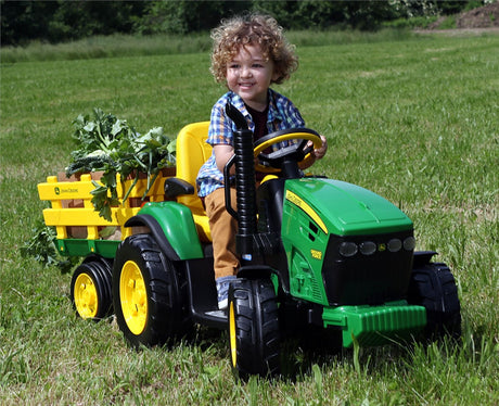 Peg Perego John Deere Ground Force 12V Tractor + Stake-side Trailer, 3+ years