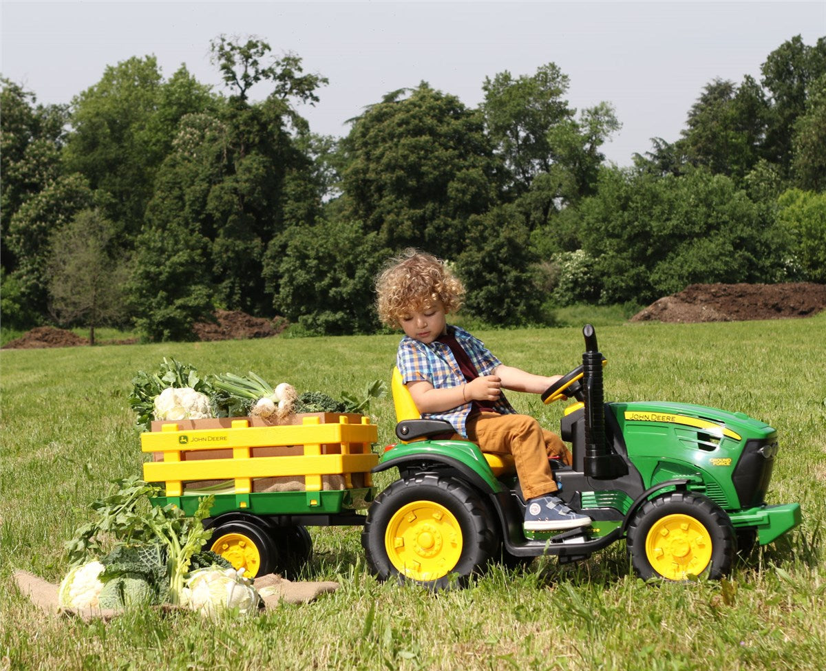 Peg Perego John Deere Ground Force 12V Tractor + Stake-side Trailer, 3+ years