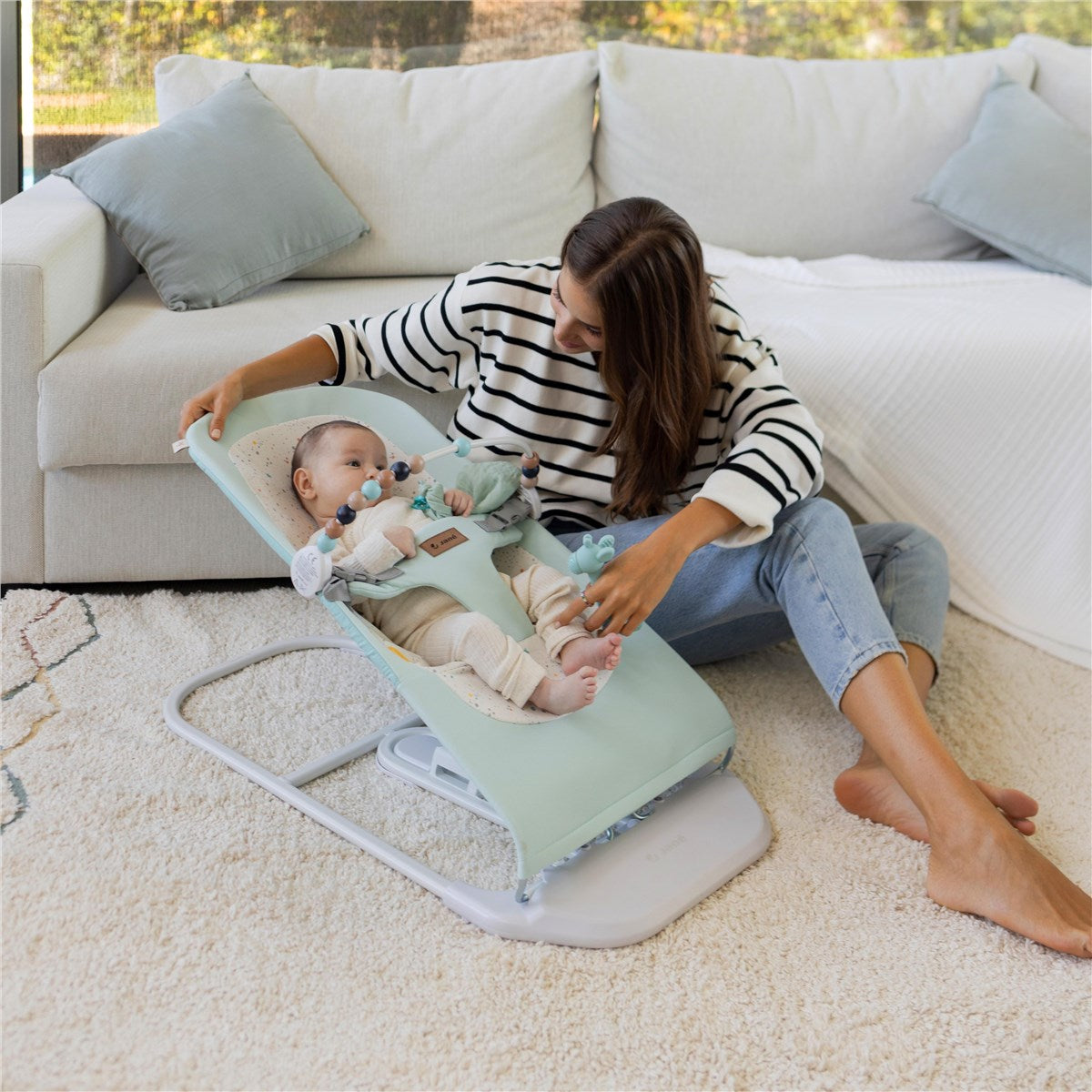 Jane Baluu Baby Hammock Bouncer with Activity Toy Arch, Botanic