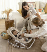 Fold Hammock Baby Rocker with Toy Arch & Reversible Newborn Cushion, Sesame