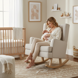 Johnston's Soothe Easy Deluxe Nursery Chair & Rocker – 2-in-1 Nursing & Feeding Chair, Natural Beige
